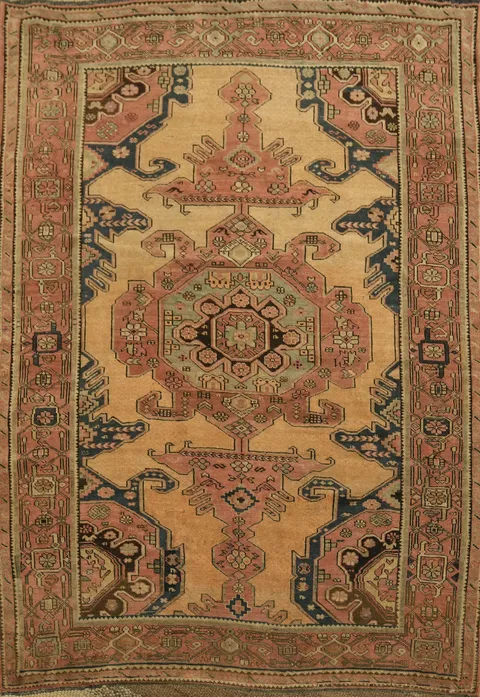 Pre-1900 Antique Wool Malayer Mishen Persian Rug 4x6