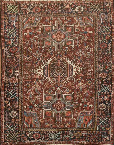 Wool Geometric Wool Gharajeh Persian Rug 5x6