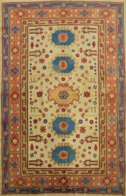 Pre-1900 Antique Khotan Oriental Area Rug 6x9