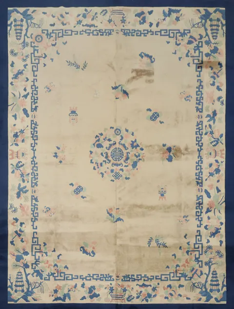 Vintage Art Deco Chinese Area Wool Rug 9x12