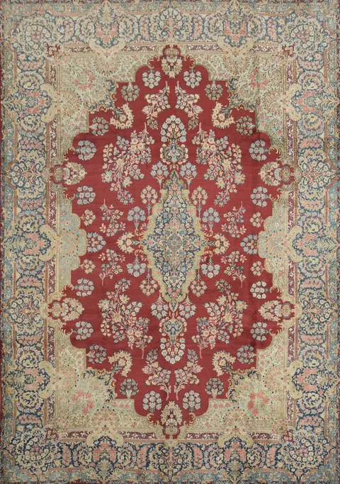 Wool Kerman Persian Large Rug 10x14