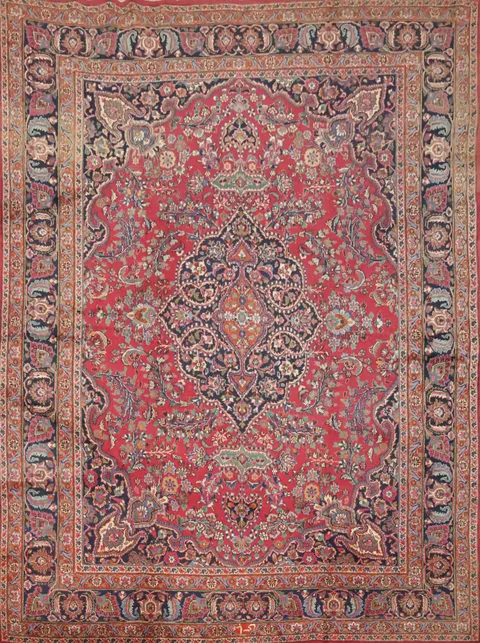 Wool Floral Mashad Persian Area Rug 9x12