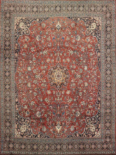 Rare Floral Wool Bidjar Persian Area Rug 9x12