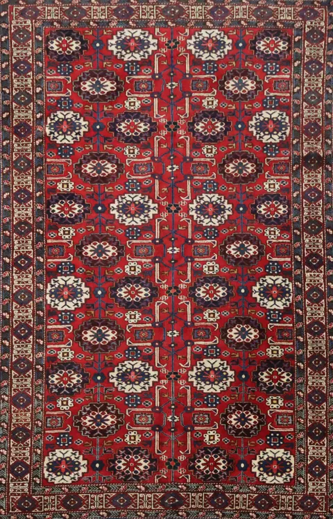 All Over Geometric Kazak Oriental Rug 5x7