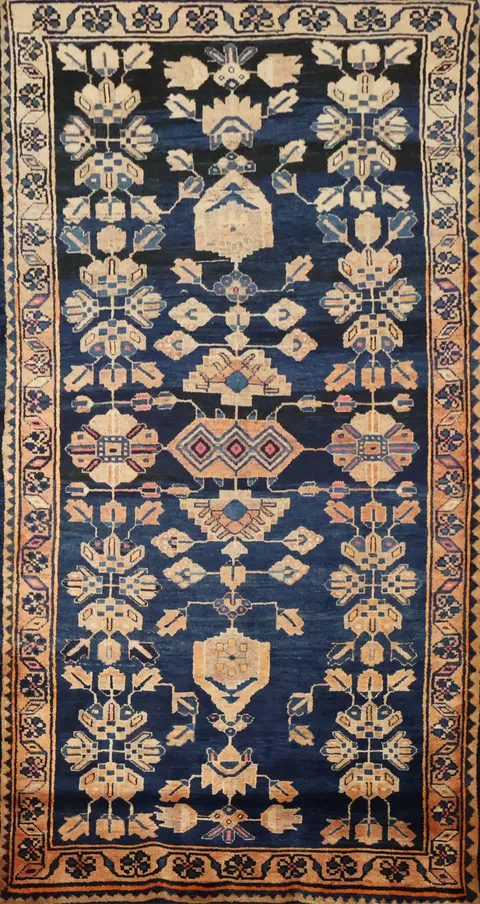 Blue Tribal Wool Bakhtiari Persian Area Rug 5x10