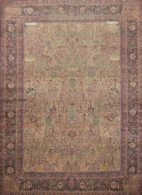 Palace Sized Collectible Pre-1900 Antique Mashad Persian Large Rug 13x17