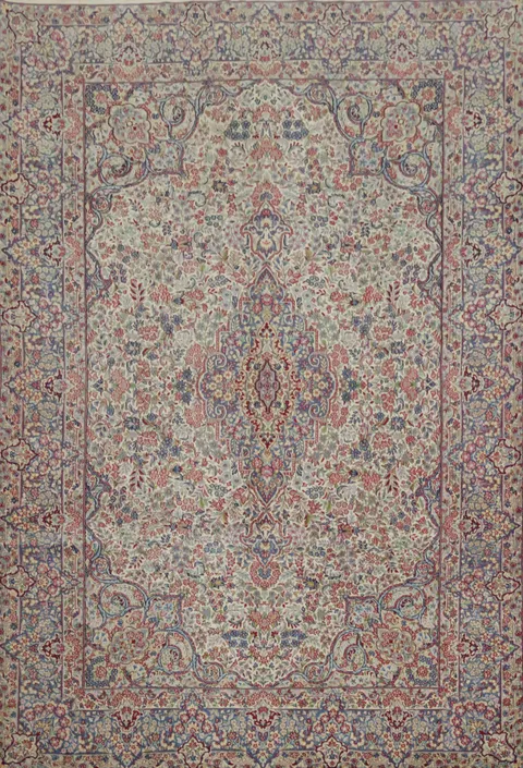 Top Quality Floral Wool Kerman Persian Area Rug 7x10