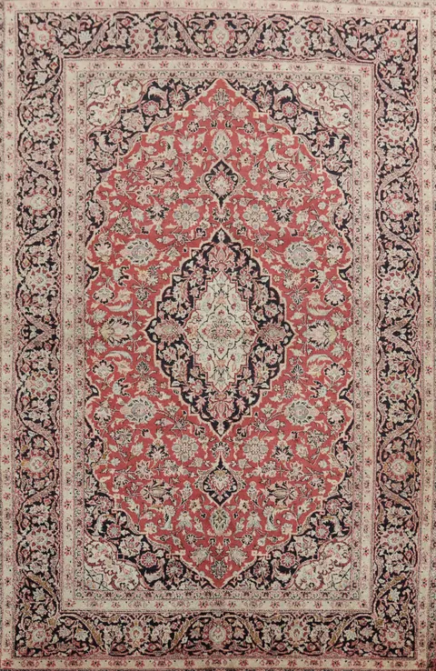 Antique 100% Silk Kashan Persian Rug 4x7