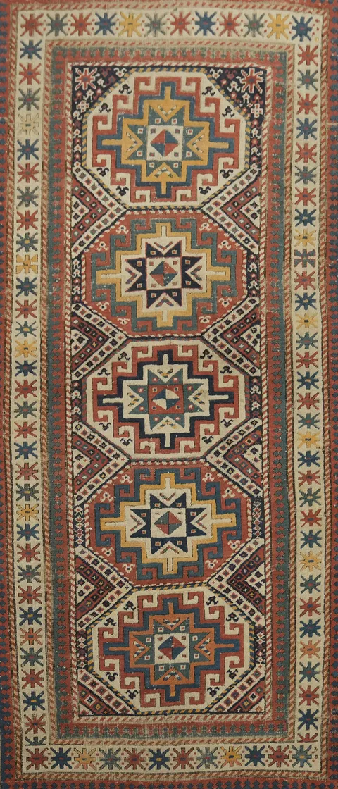 Pre-1900 Veteables Dye Wool Antique Kazak Oriental Runner Rug 3x8