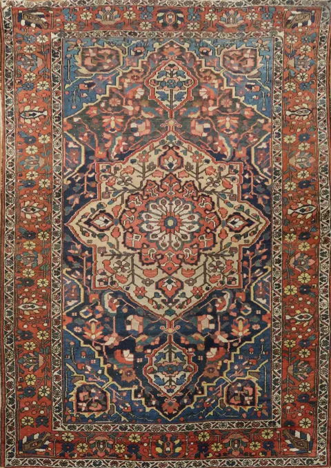 Antique Wool Bakhtiari Persian Rug 5x7