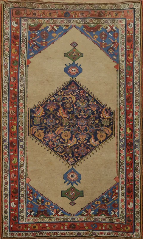 Antique Wool Bidjar Halvaei Persian Rug 4x7