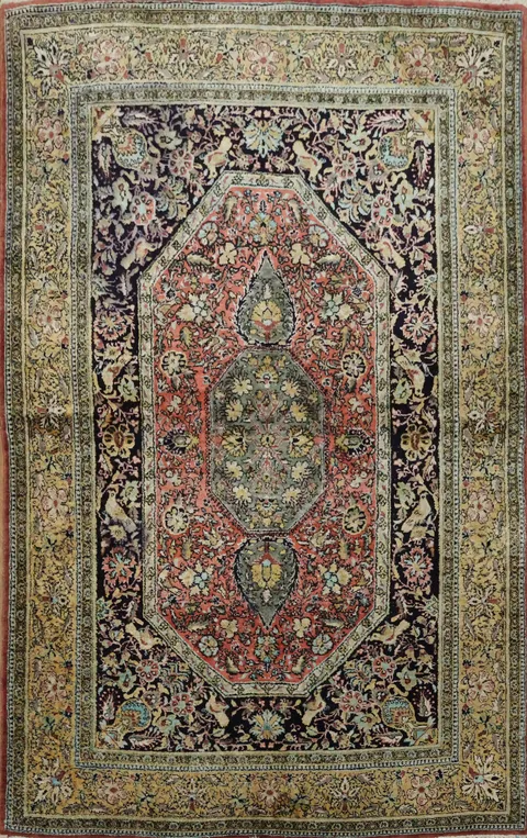 Silk Floral Anatolian Turkish Rug 4x6