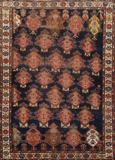 Pre-1900 Antque Bakhtiari Persian Wool Rug 5x7
