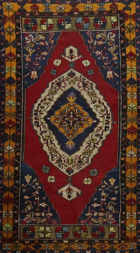 Anatolian Geometric Wool Turkish Rug 4x7