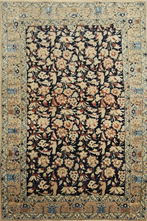 Fine All-Over Floral Wool Nain Persian Rug 4x6