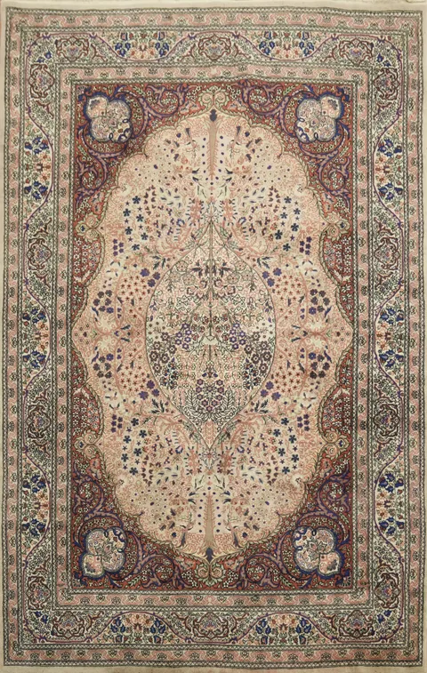 Fine Wool Floral Hereke Turkish Rug 5x7