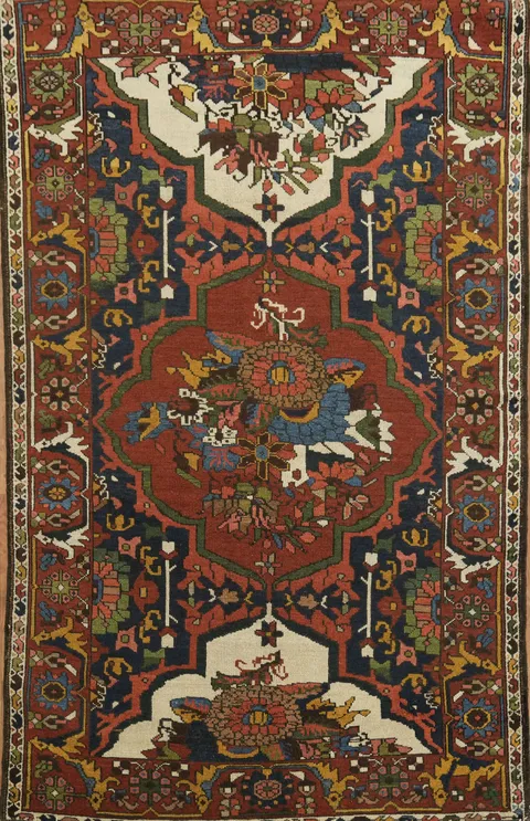 Pre-1900 Antique Vegetable Dye Wool Bakhtiari Persian Rug 4x7