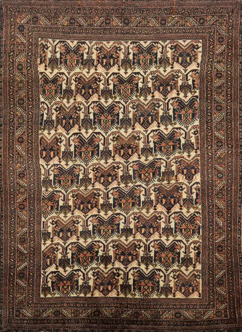 All Over Geometric Wool Afshar Persian Rug 4x6