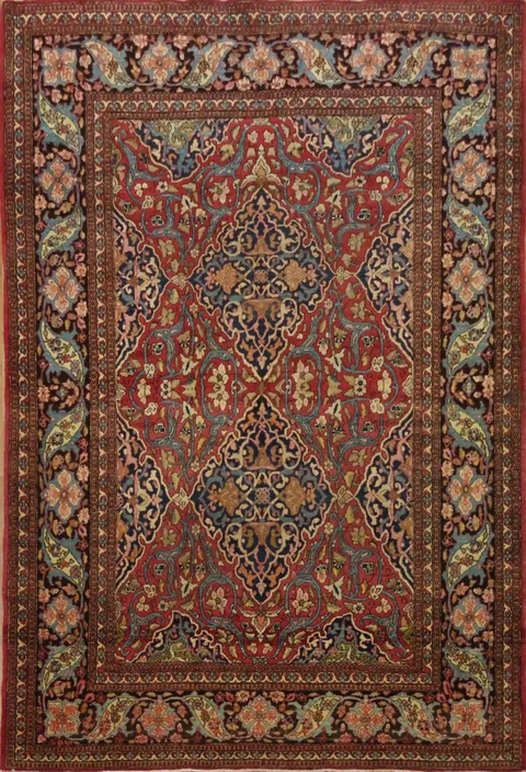 Pre-1900 Antique Wool Isfahan Ahmad Persian Rug 5x7