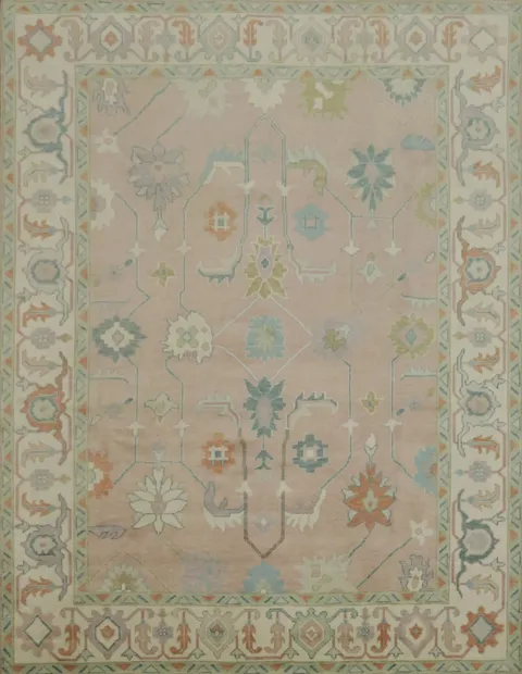 Traditional Pastel Oushak Hand Made Area Rug 9x12