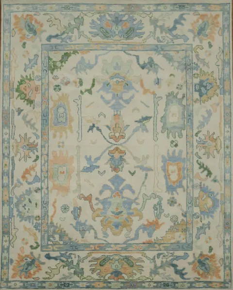 Ivory and Blue Oriental Rug Perfect for Living Room Ambiance 8' x 10'