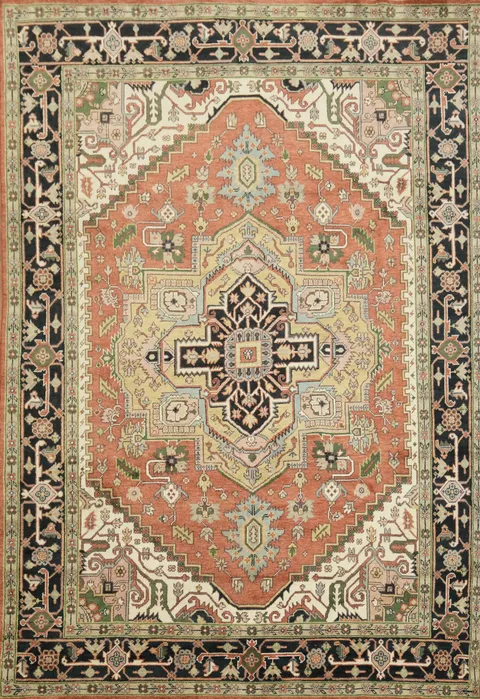 Traditional Heriz Serapi Oriental Large Rug - 10' x 14' Hand-Knotted
