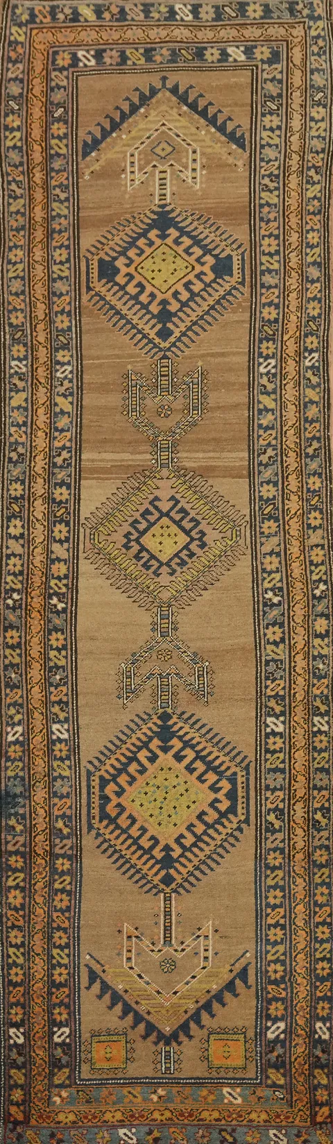 Antique Heriz Bakhshayesh Persian Runner Wool Rug 4x14