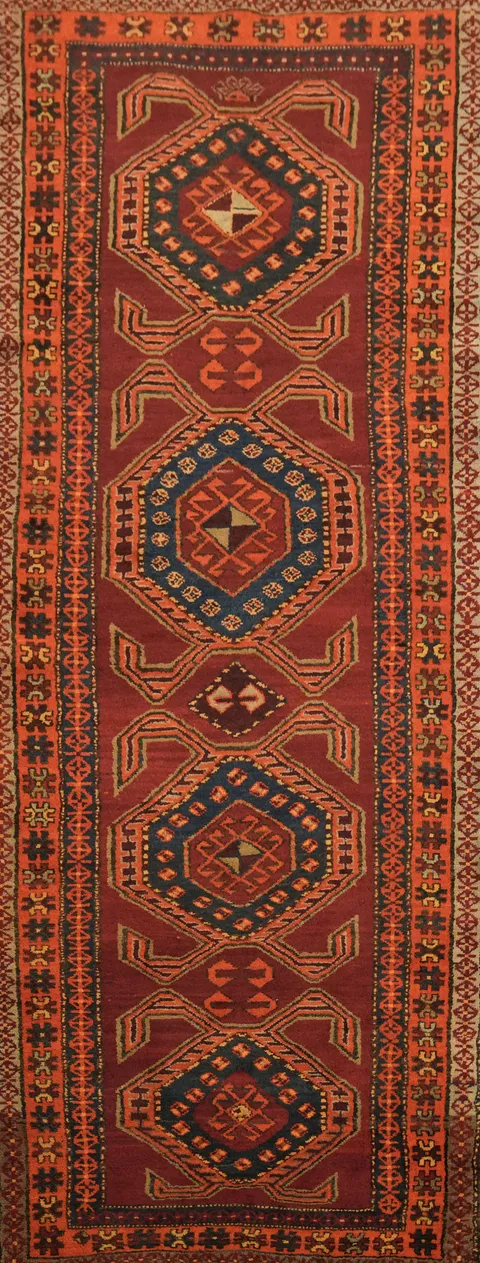 Wool Ardebil Persian Runner Rug 4x9
