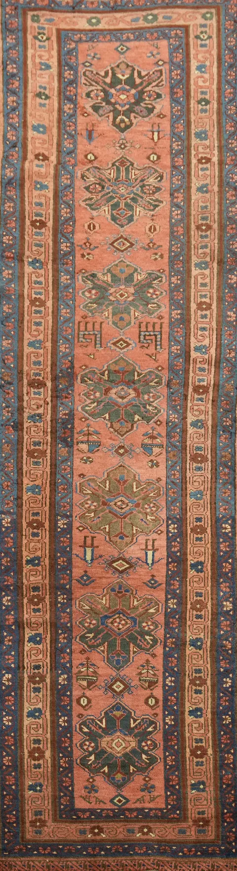 Antique Heriz Bakhshayesh Persian Runner Rug Terracotta 3x11 fft