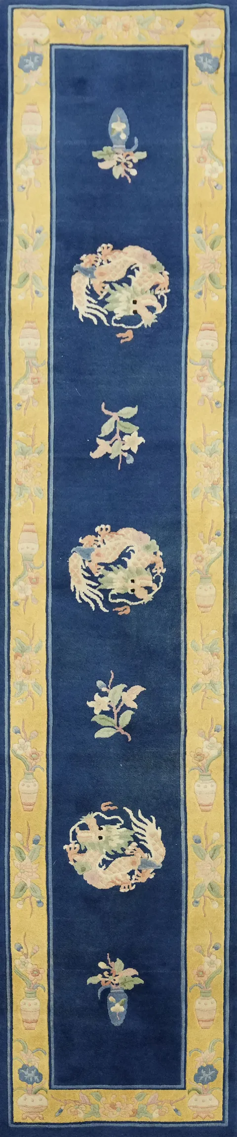 Art Deco Chinese Runner Wool Rug 2x11