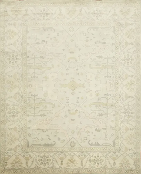 12'x15' Pale Blue and Pink Traditional Oushak Hand Made Large Rug