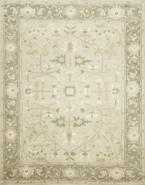 Pale Green Traditional Oushak Hand Made Area Rug 9x12