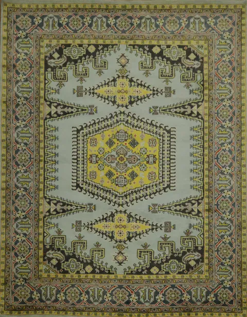 8'x10' Hexagonal Medallion Rug with Elegant Pastel and Dark Highlights