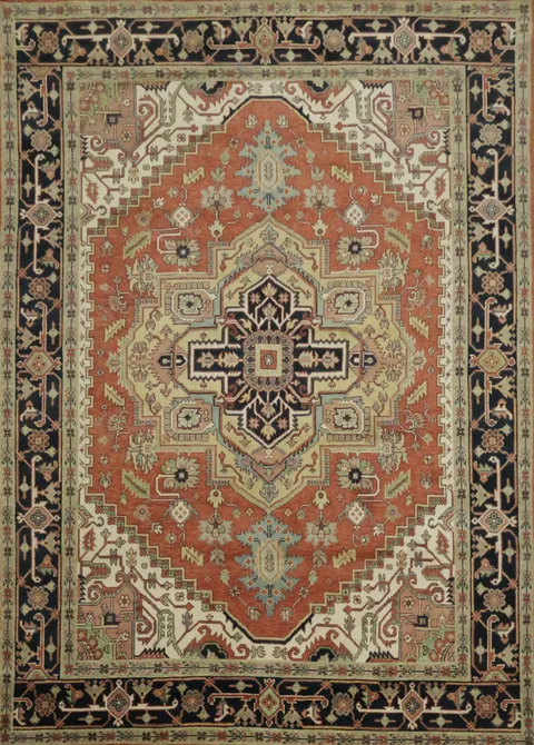 Traditional Heriz Serapi Oriental Large Rug - 10' x 14' Hand-Knotted