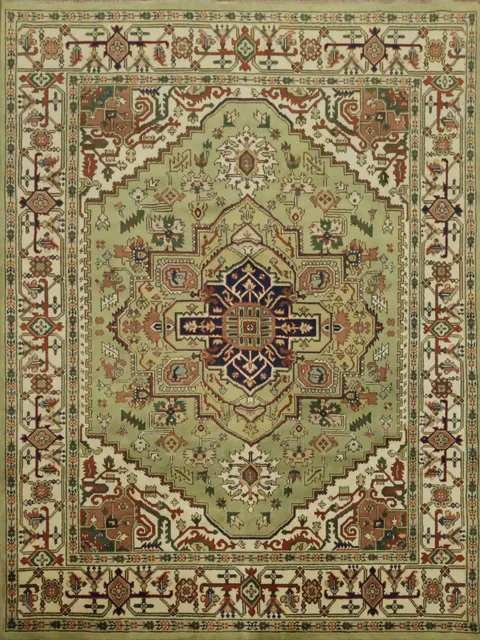 Sage Green Traditional Heriz Serapi Oriental Area Rug 9x12