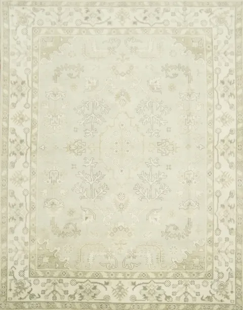 Muted Color Green and Cream Traditional Oushak Hand Made Area Rug 8x10