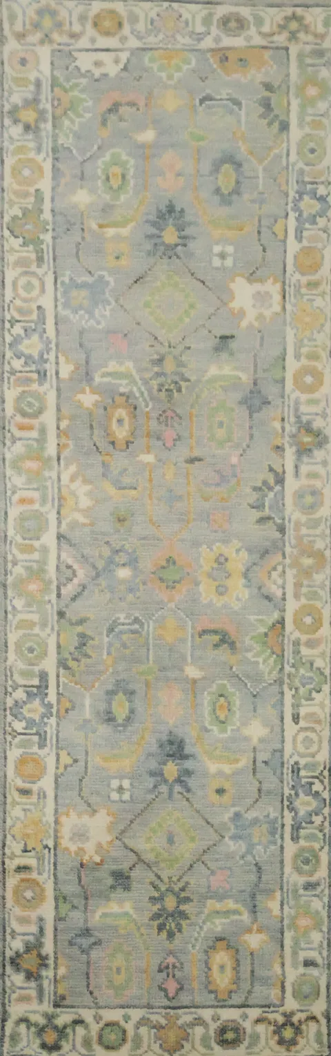 2'x8' Pastel-toned floral rug runner perfect for elegant hallways 7' 9'' X 2' 5''
