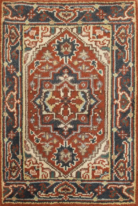 Luxurious Textured Rug with Bold Ornamental Motifs 2x3