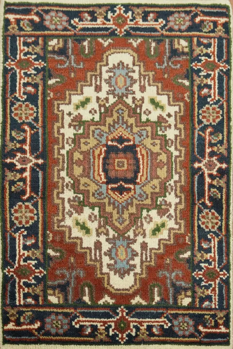Intricate Wool Rug with Vibrant Geometric Patterns 2x3