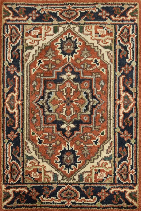 Exquisite Hand-Knotted Rug with Traditional Geometric Design 2x3