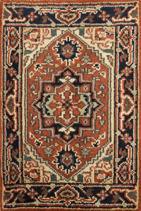 Handcrafted Oriental Rug with Earth Tones 2x3