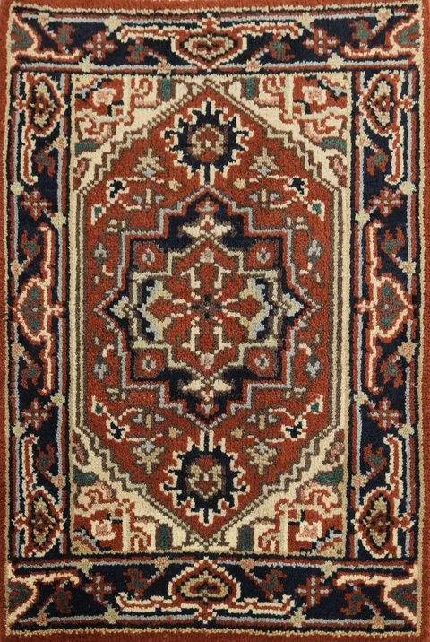 Rust and Navy Traditional Style Rug 2x3