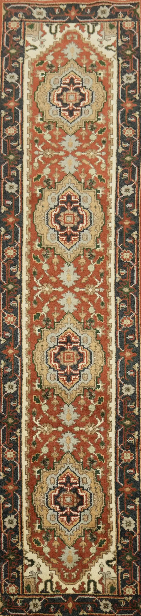 Vibrant Color Heriz Serapi Narrow Runner Rug 9' 10'' X 2' 3''