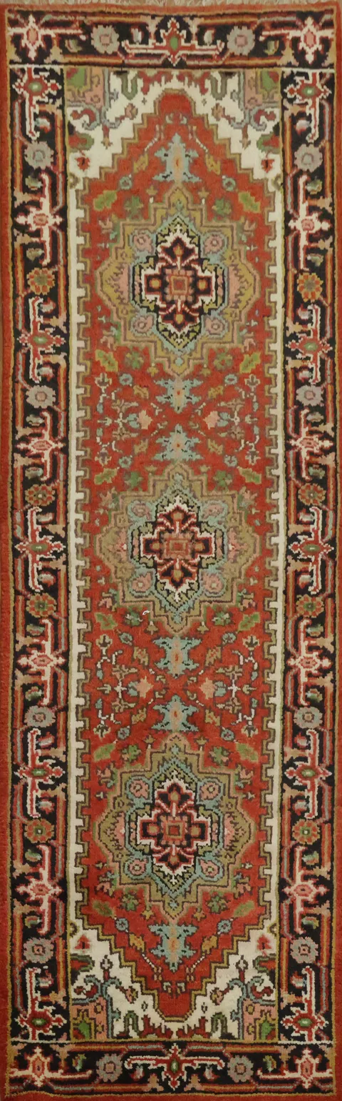 Traditional Hallway Runner with Bold Motifs 3x8
