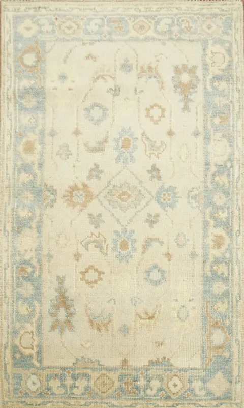 Elegant Tradition: Soft Pastel Rug with Intricate Floral Details 3'x5'