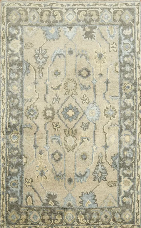 Classic Floral Sage Green and Blue Rug 3'x5'