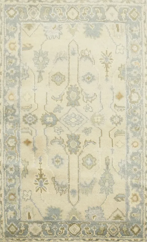3'x5' Classic Oriental Rug in Soft Green and Delicate Blue Tones