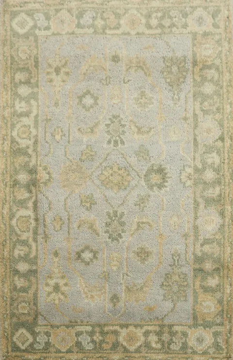 Luxurious Blue and Green Traditional Oushak Foyer Rug 3'x5'