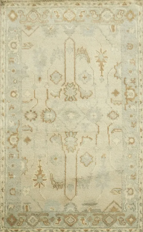 Elegant Beige and Cream Oriental Rug 3x5