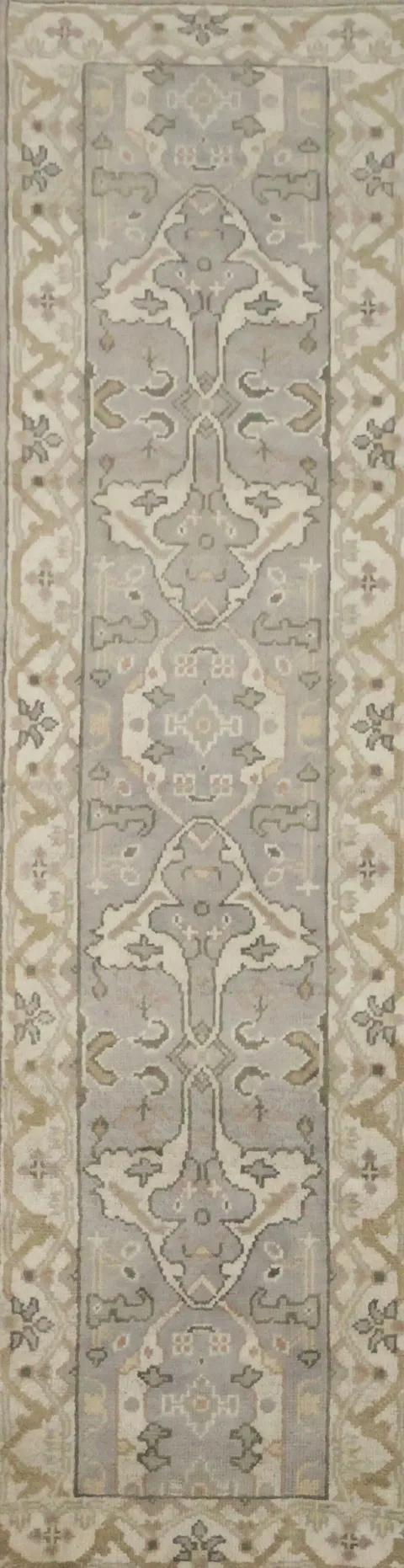 Delicate Beige and Grey Runner Rug 3x10